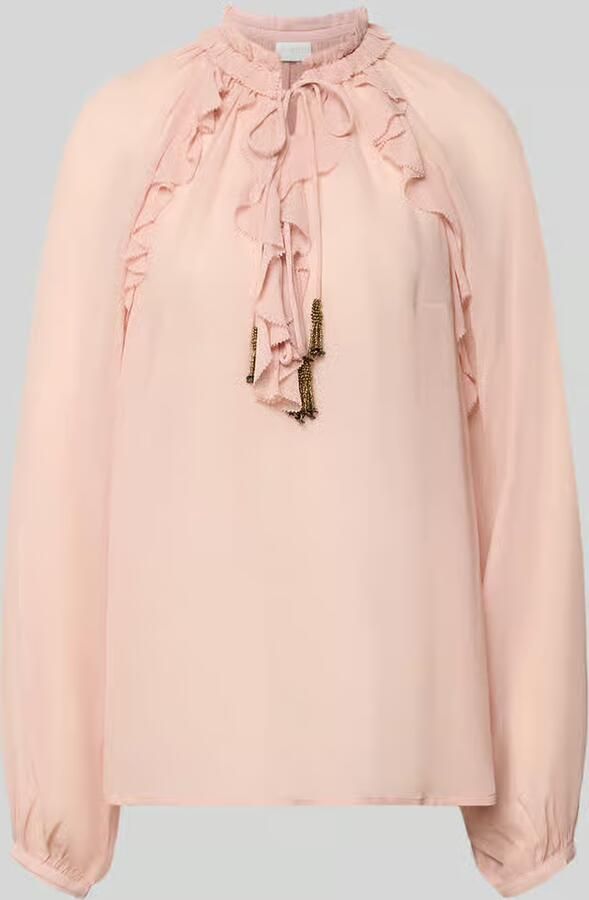 Jake*s Collection relaxed fit blouse met rijgveter en volants - Foto 2