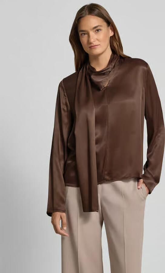 Jake*s Collection Relaxed fit blouse van pure viscose met opstaande kraag - Foto 2