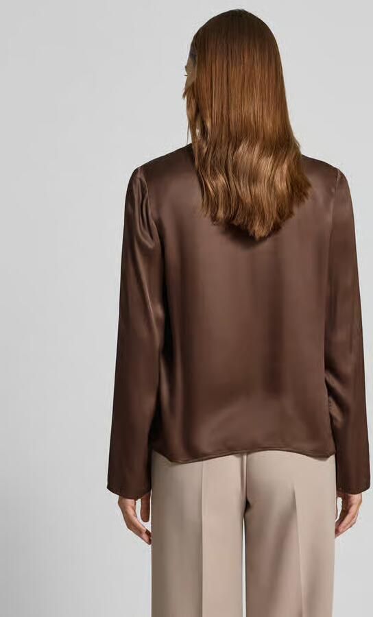 Jake*s Collection Relaxed fit blouse van pure viscose met opstaande kraag