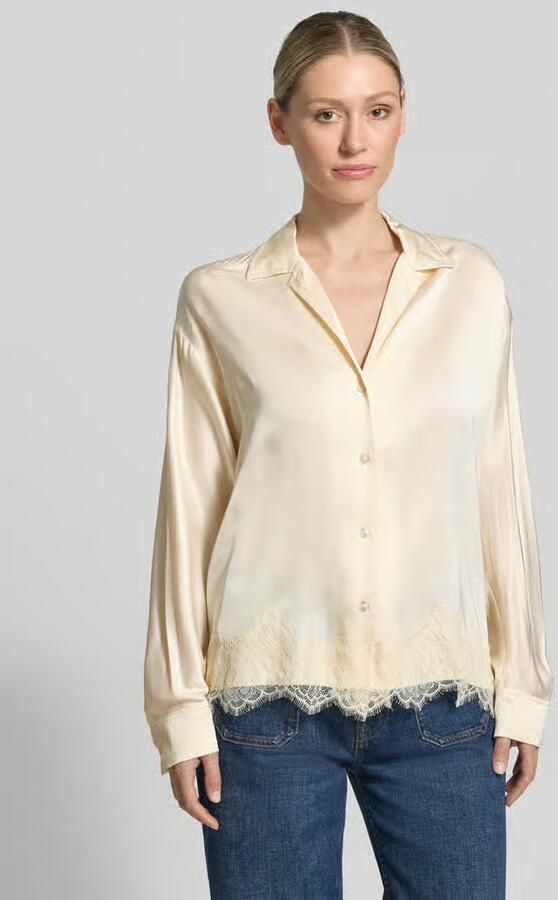 Jake*s Collection relaxed fit blouse van viscose met kant - Foto 2