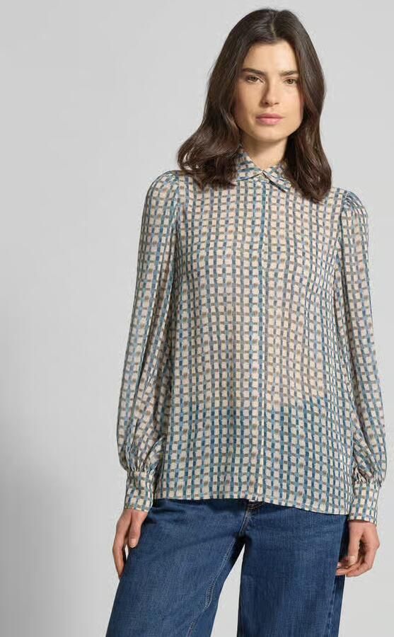Jake*s Collection Relaxed fit overhemdblouse in semi-transparant design - Foto 4