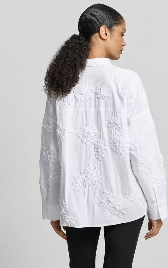 Jake*s Collection Relaxed fit overhemdblouse met all-over bloemenmotief garnering - Foto 4