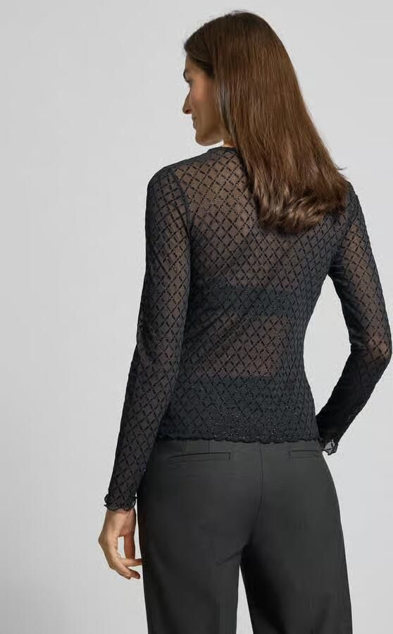 Jake*s Collection Shirt met lange mouwen in semi-transparant design