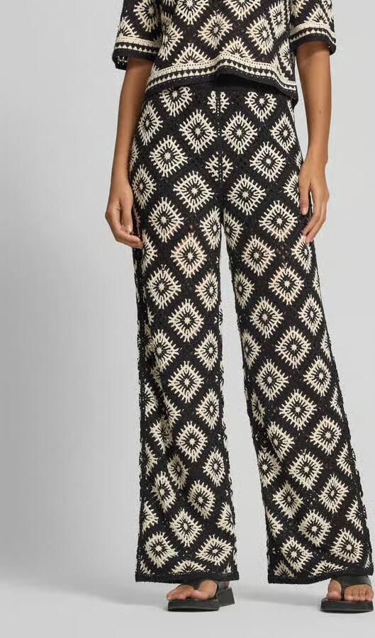 Jake*s Collection Stoffen broek met gehaakt kant en elastische band - Foto 2