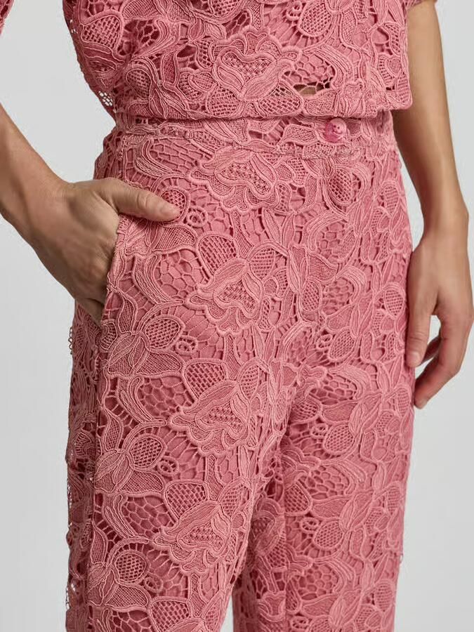 Jake*s Collection Stoffen broek van kant met steekzakken