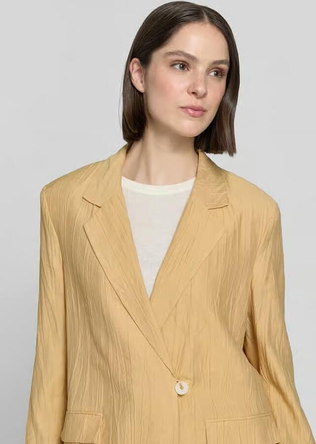 Jake*s Collection straight fit blazer van viscosemix met structuurpatroon