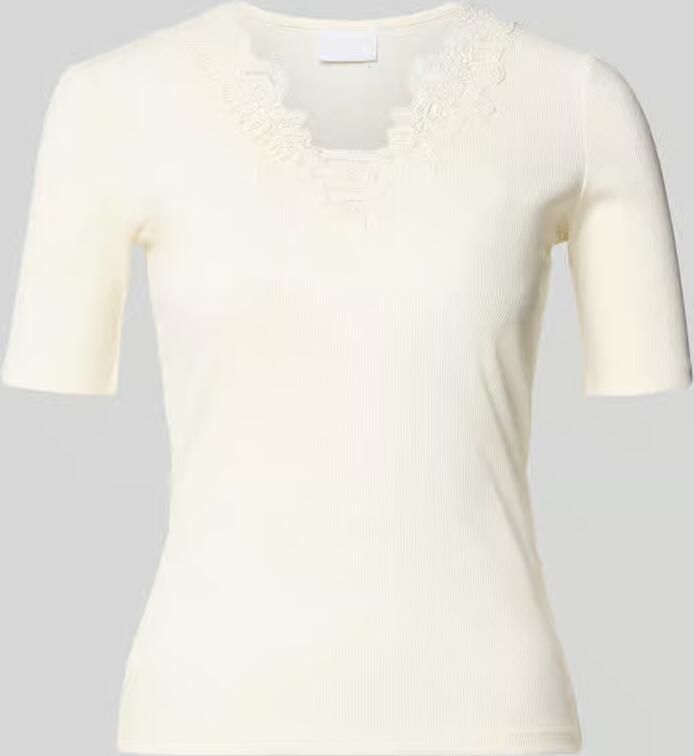 Jake*s Collection T-shirt in riblook met kant - Foto 2