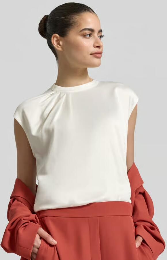 Jake*s Collection T-shirt met draperieën en kapmouwen