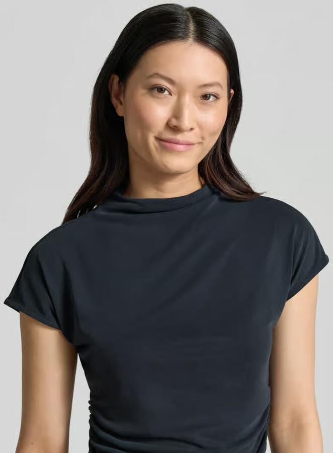 Jake*s Collection T-shirt van modalmix met rimpelingen
