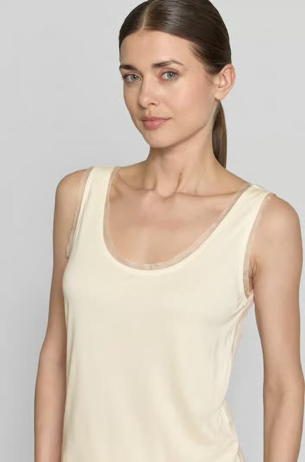 Jake*s Collection Tanktop met ronde hals en afgeronde zoom