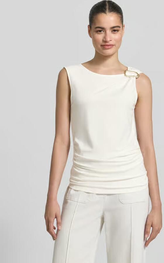 Jake*s Collection Tanktop van viscosemix met draperieën - Foto 2