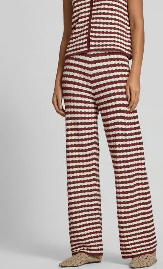 Jake*s Collection Wide leg gebreide broek met elastische band - Foto 2