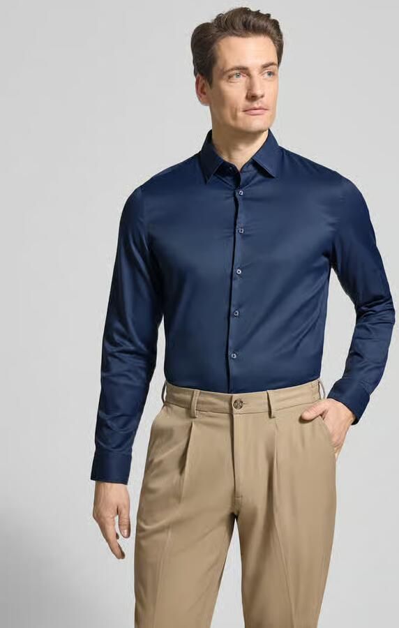 Jake*s Slim Fit business-overhemd met Kentkraag - Foto 3