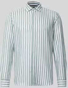 Jake*s Slim fit business-overhemd van linnenmix met kentkraag