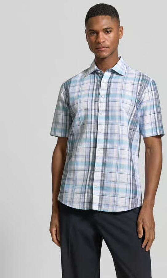 Jake*s Slim fit business-overhemd van linnenmix met kentkraag - Foto 3