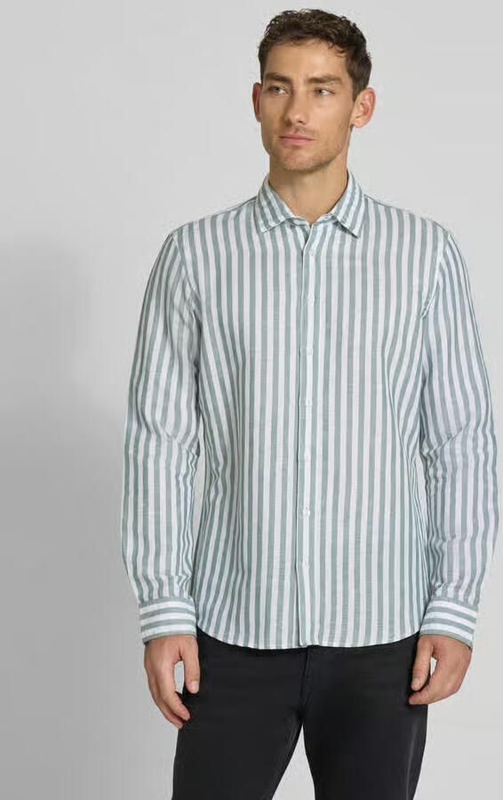 Jake*s Slim fit business-overhemd van linnenmix met kentkraag - Foto 3