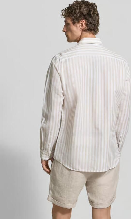 Jake*s Slim fit business-overhemd van linnenmix met kentkraag - Foto 3
