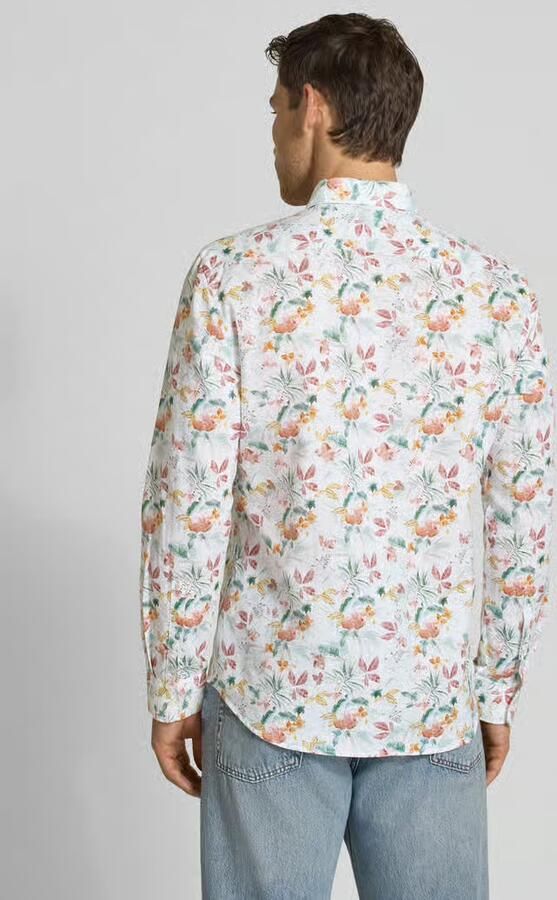 Jake*s Slim fit business-overhemd van linnenmix met kentkraag - Foto 3