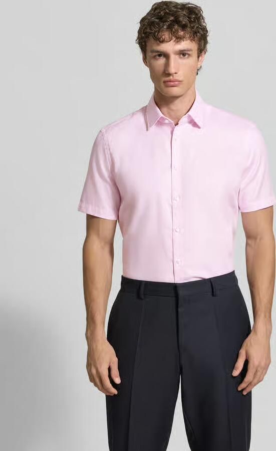 Jake*s slim fit businessoverhemd van katoen met kentkraag - Foto 3