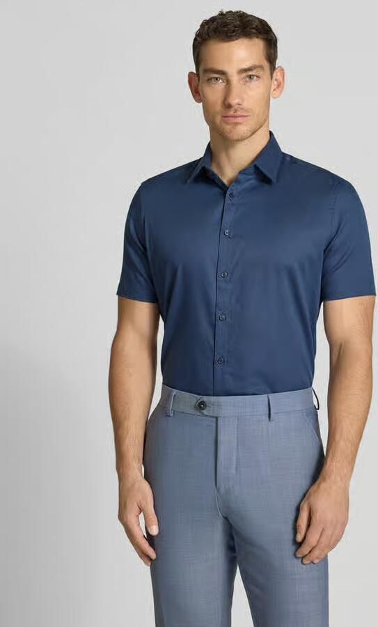 Jake*s slim fit businessoverhemd van katoen met kentkraag - Foto 3
