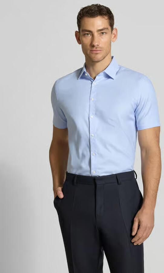 Jake*s slim fit businessoverhemd van katoen met kentkraag - Foto 3