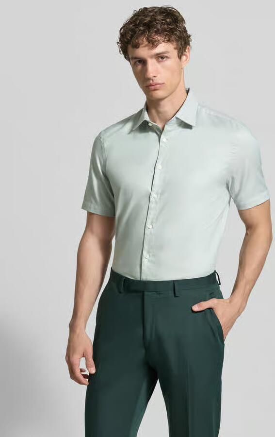 Jake*s slim fit businessoverhemd van katoen met kentkraag - Foto 2