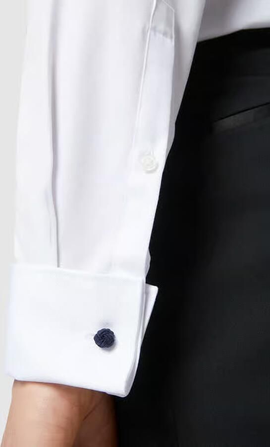 Jake*s slim fit smokingoverhemd van twill