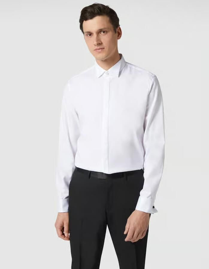 Jake*s slim fit smokingoverhemd van twill - Foto 2