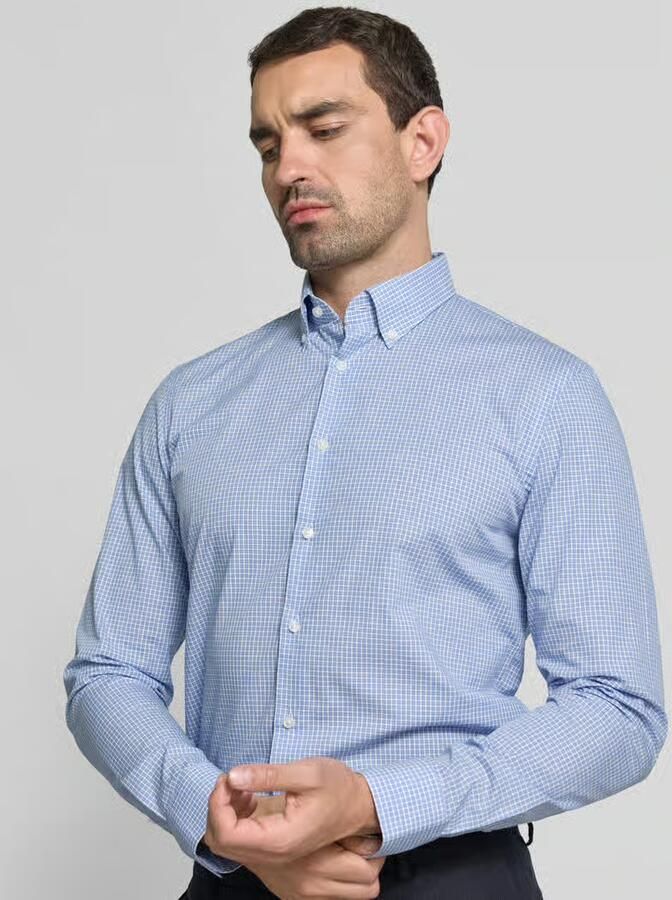 Jake*s slim fit zakelijk hemd met button-downkraag