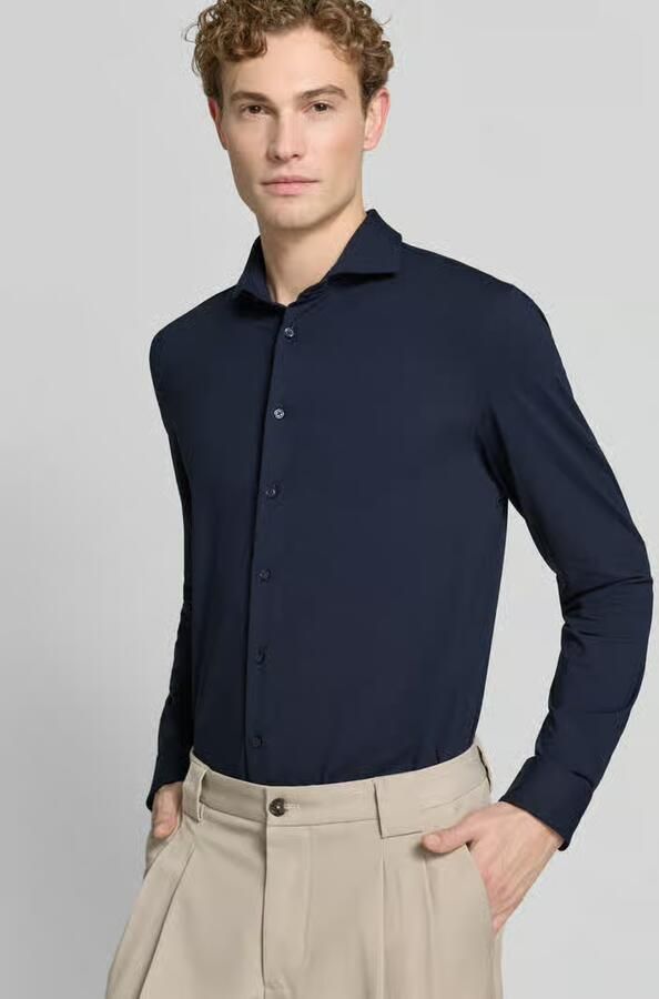 Jake*s slim fit zakelijk hemd met haaikraag