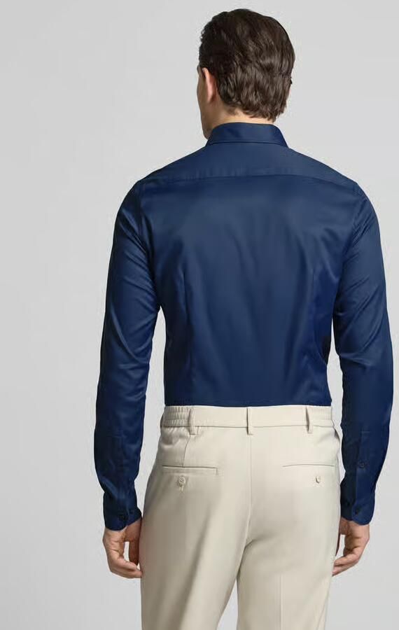 Jake*s Slim fit zakelijk overhemd met kentkraag en extra lange mouwen