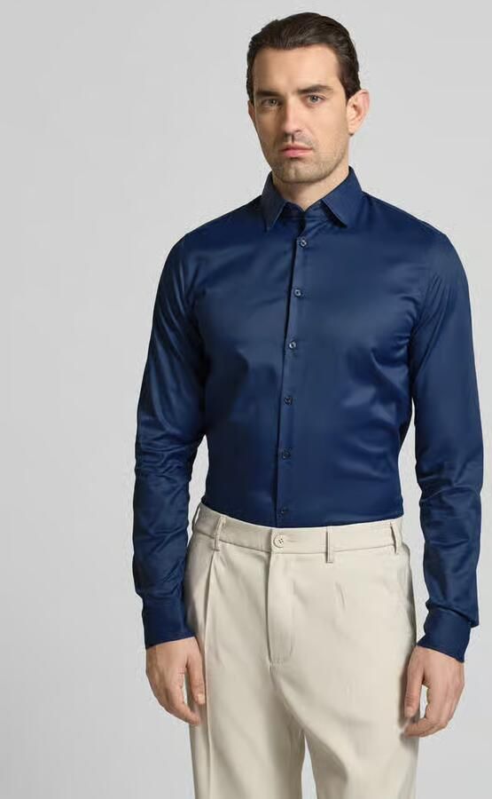 Jake*s Slim fit zakelijk overhemd met kentkraag en extra lange mouwen - Foto 4