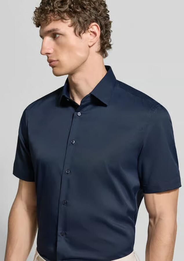 Jake*s slim fit zakelijk hemd met kentkraag