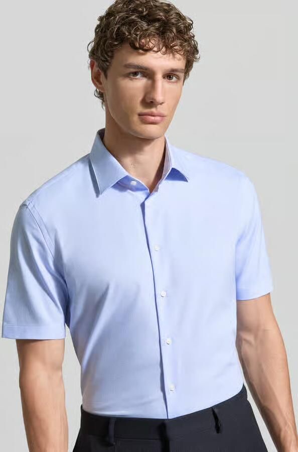 Jake*s slim fit zakelijk hemd met kentkraag