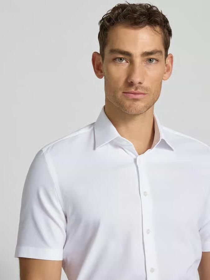 Jake*s slim fit zakelijk hemd met kentkraag - Foto 2