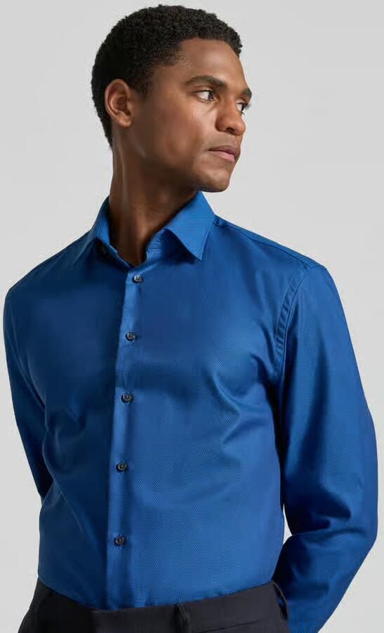 Jake*s slim fit zakelijk hemd met kentkraag