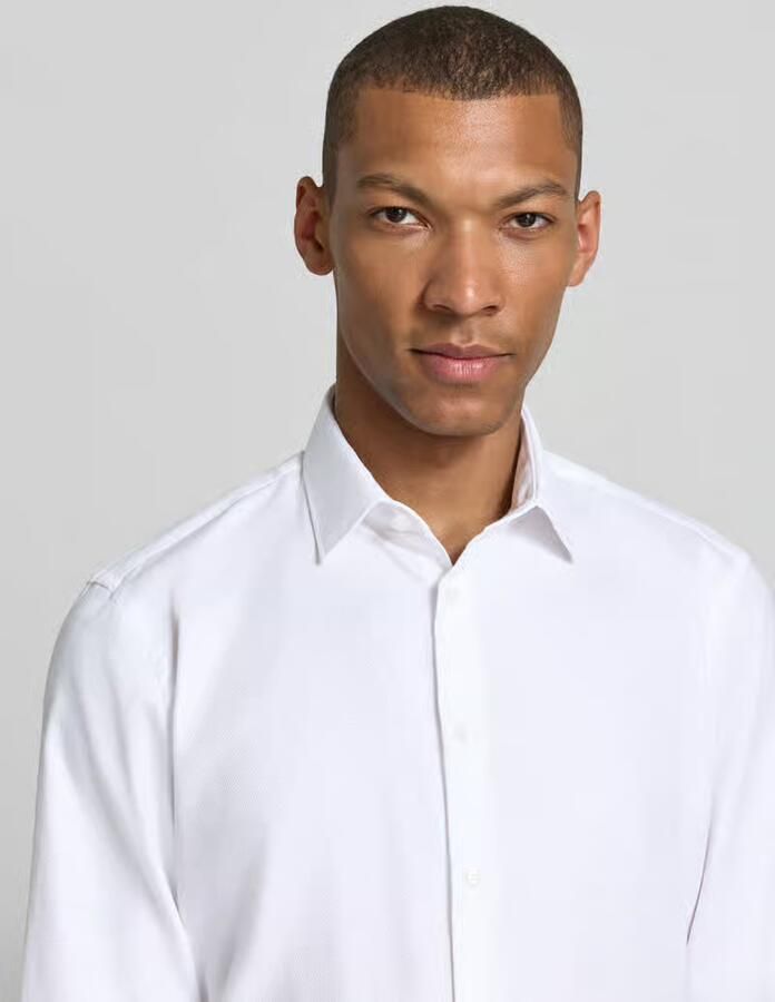 Jake*s slim fit zakelijk hemd met kentkraag