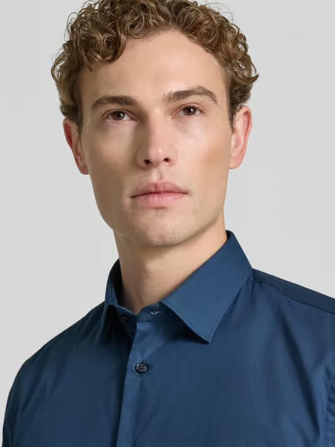 Jake*s slim fit zakelijk hemd met kentkraag - Foto 2