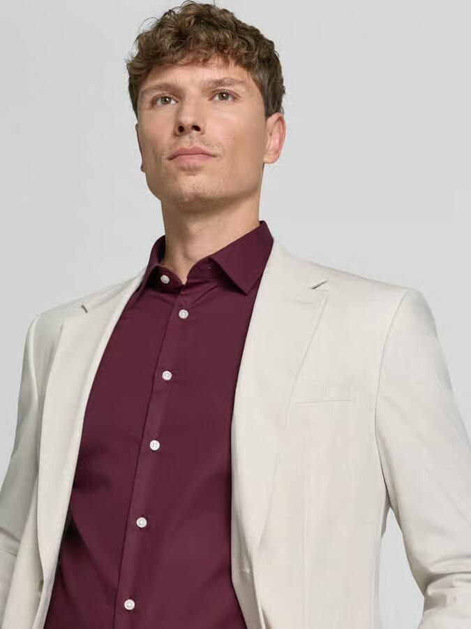 Jake*s slim fit zakelijk hemd met kentkraag