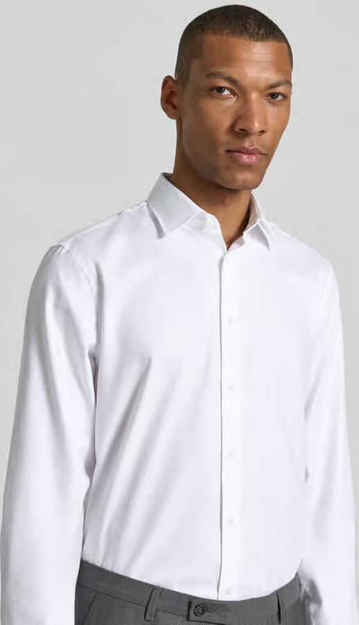 Jake*s slim fit zakelijk hemd met kentkraag