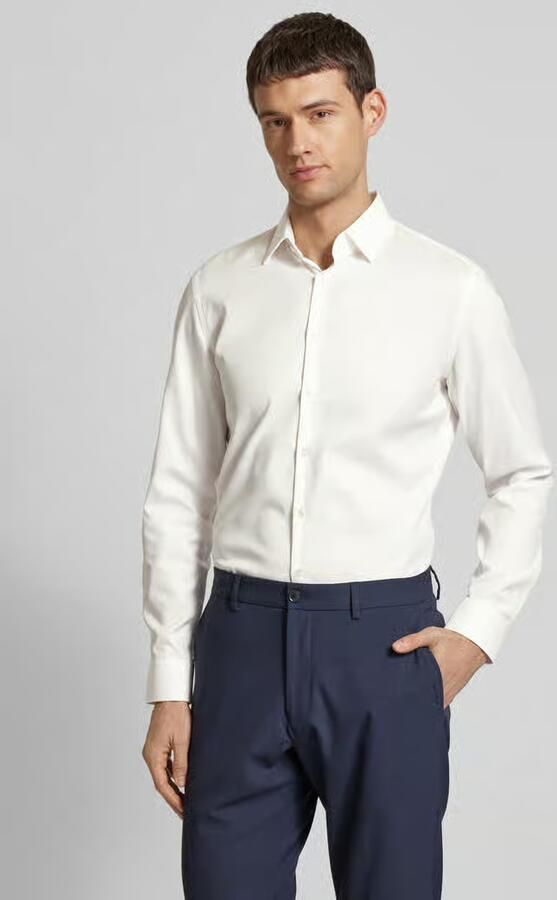 Jake*s Slim fit zakelijk overhemd van twill met stretch - Foto 2