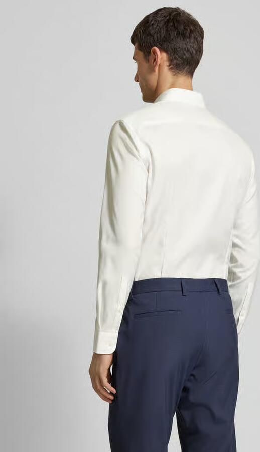 Jake*s Slim fit zakelijk overhemd van twill met stretch