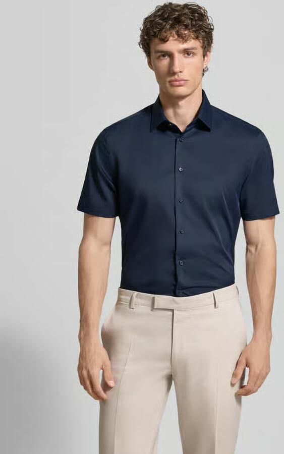 Jake*s slim fit zakelijk hemd met kentkraag - Foto 3