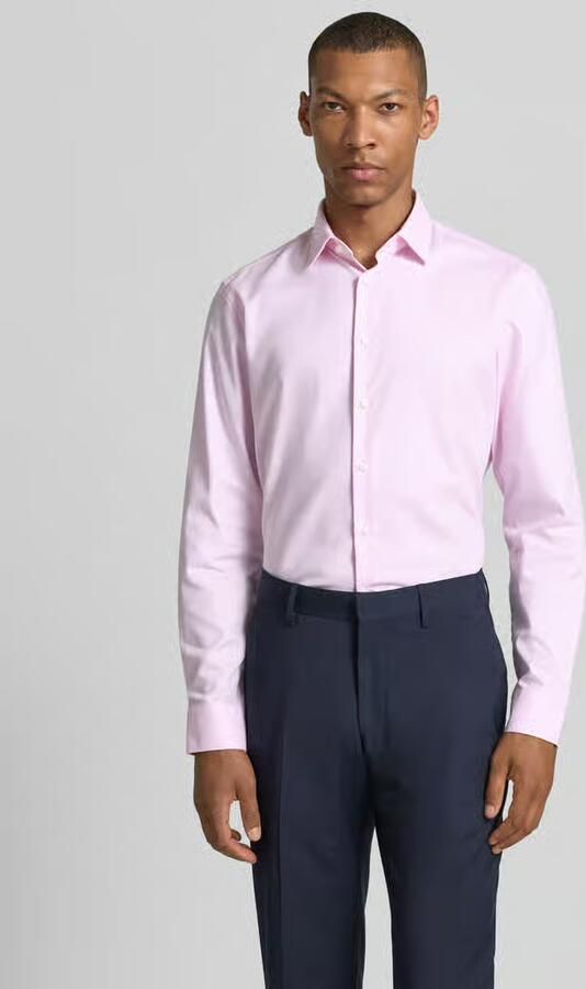 Jake*s slim fit zakelijk hemd met kentkraag - Foto 2