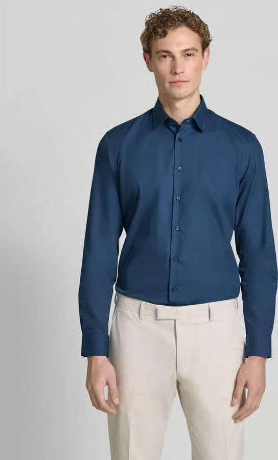 Jake*s slim fit zakelijk hemd met kentkraag - Foto 4