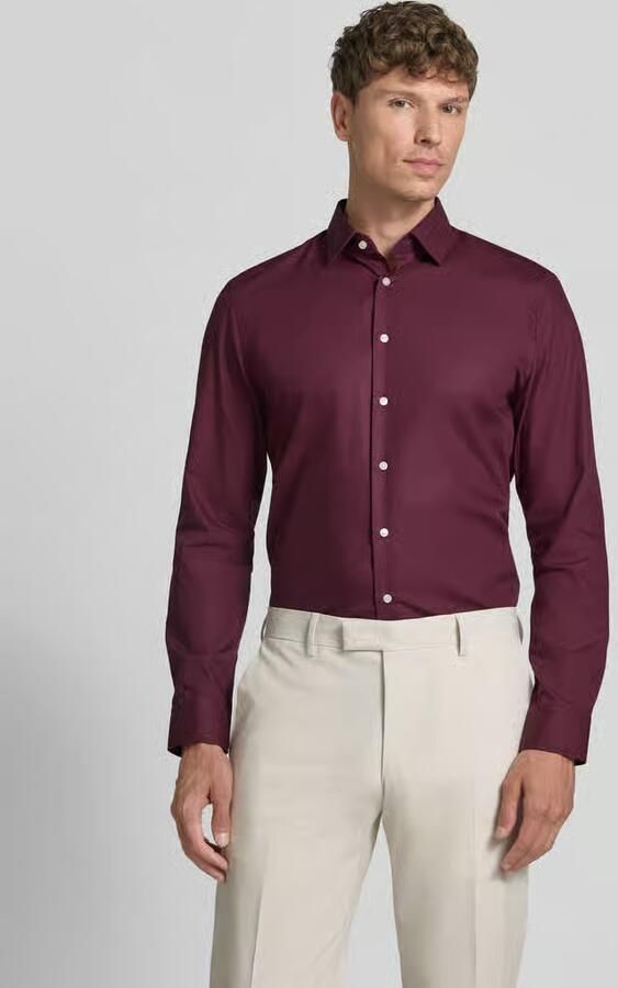 Jake*s slim fit zakelijk hemd met kentkraag - Foto 4