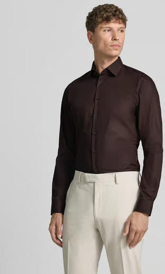 Jake*s slim fit zakelijk hemd met kentkraag - Foto 3