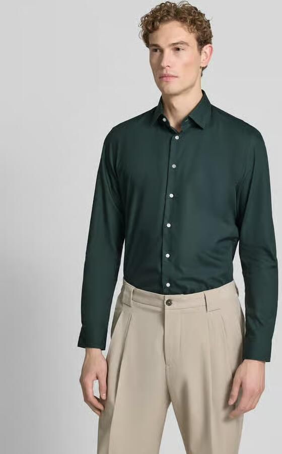 Jake*s slim fit zakelijk hemd met kentkraag - Foto 2
