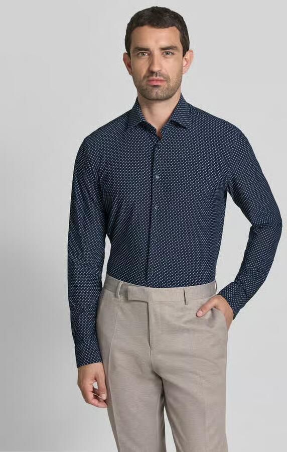 Jake*s slim fit zakelijk hemd met kentkraag - Foto 2