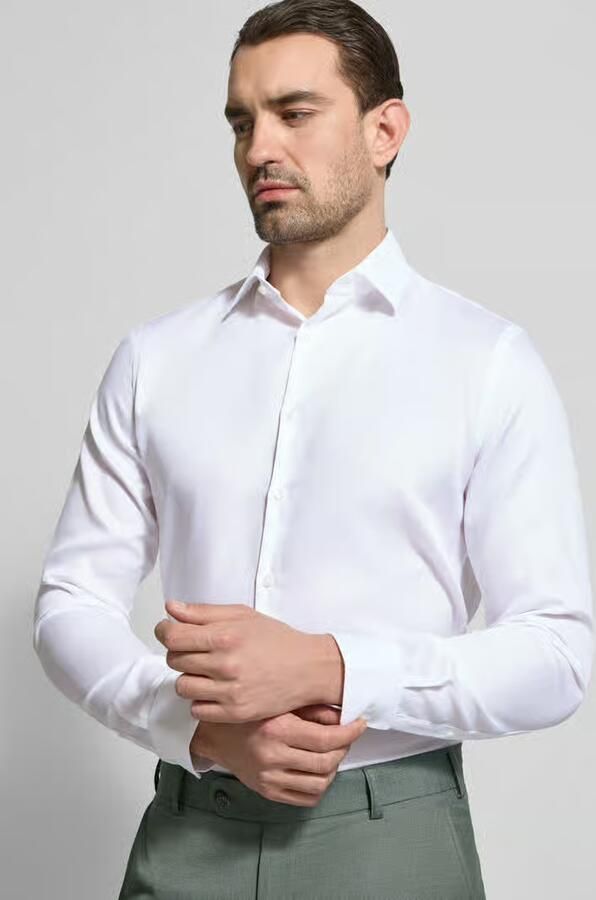Jake*s slim fit zakelijk hemd met structuurpatroon en kentkraag